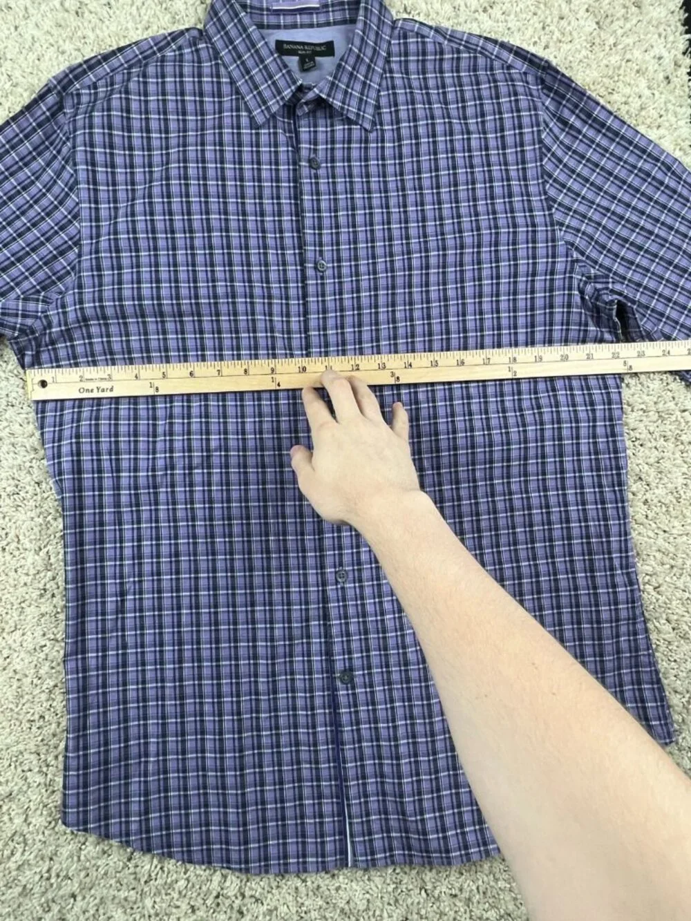 Banana Republic Mens Button Up Shirt Size Large Slim Fit Plaid Lavender Purple
